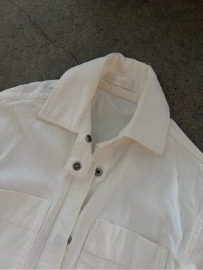Thick Cotton White Button-Up Work Jacket
